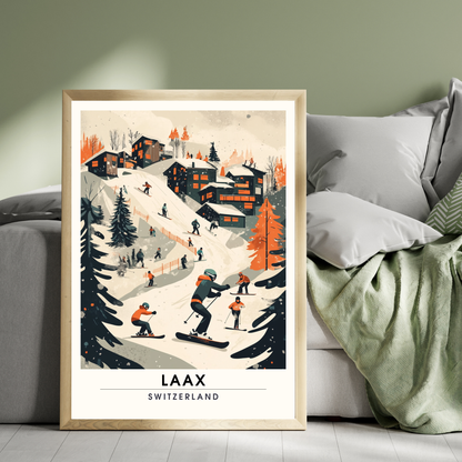 Affiche Laax, Suisse | impression de voyage Laax, Affiche de ski