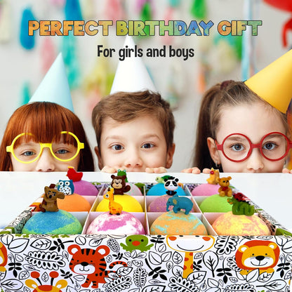 Bath Bombs for Kids with Surprise Inside, 12 Bubble Bath Fizzies with Toys