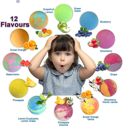 Bath Bombs for Kids with Surprise Inside, 12 Bubble Bath Fizzies with Toys