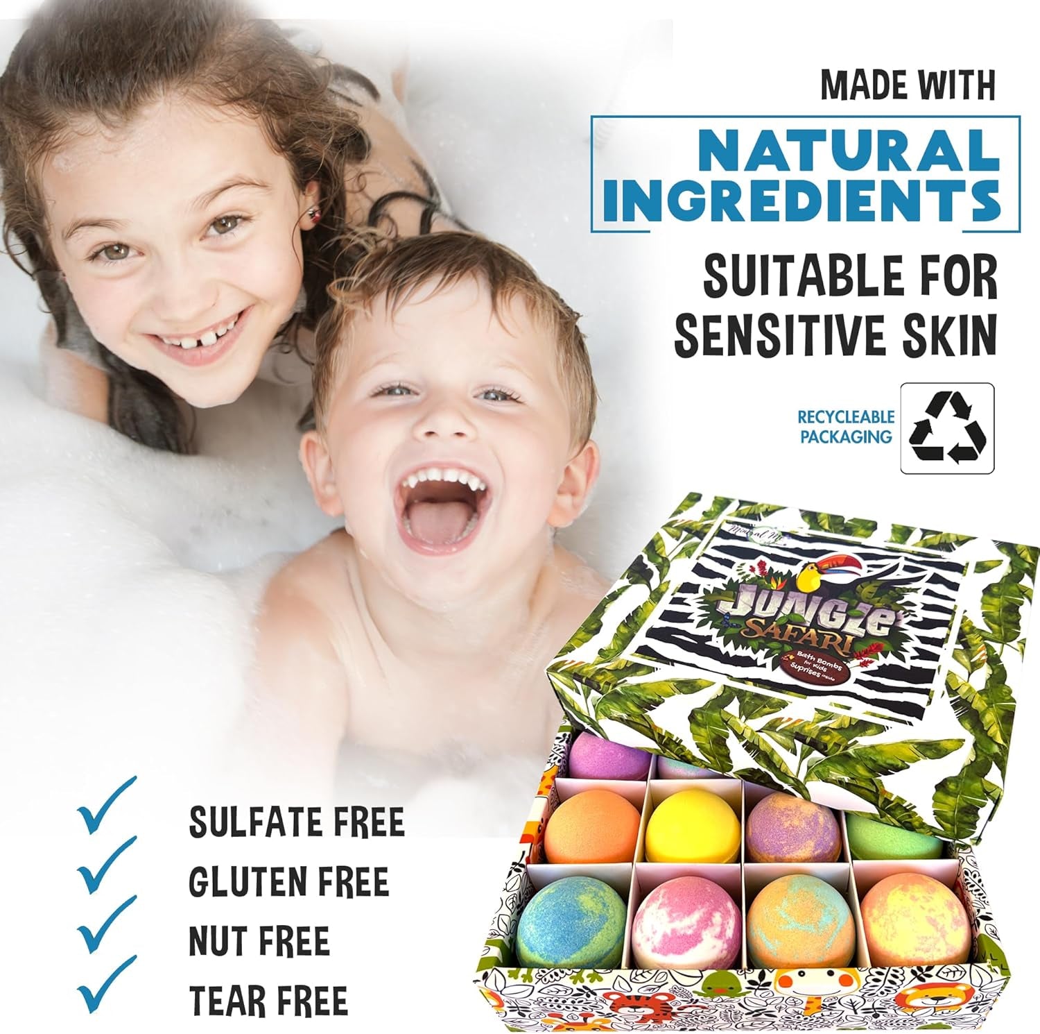 Bath Bombs for Kids with Surprise Inside, 12 Bubble Bath Fizzies with Toys