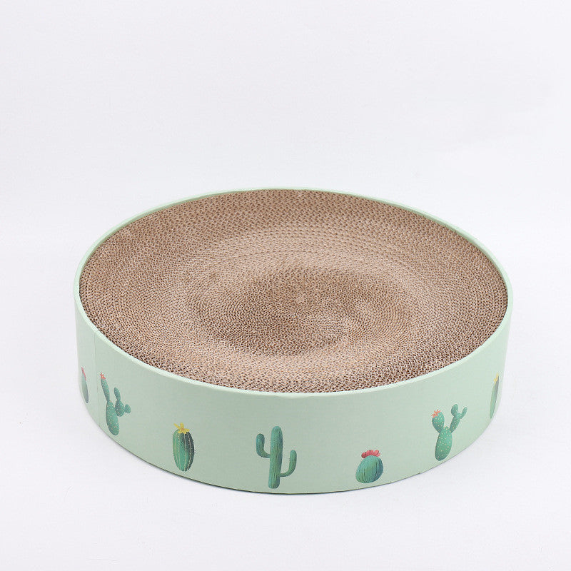 Durable Round Cat Scratch Board Bed and Toy-2