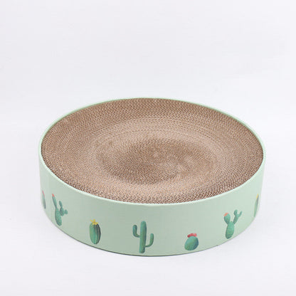 Durable Round Cat Scratch Board Bed and Toy-2