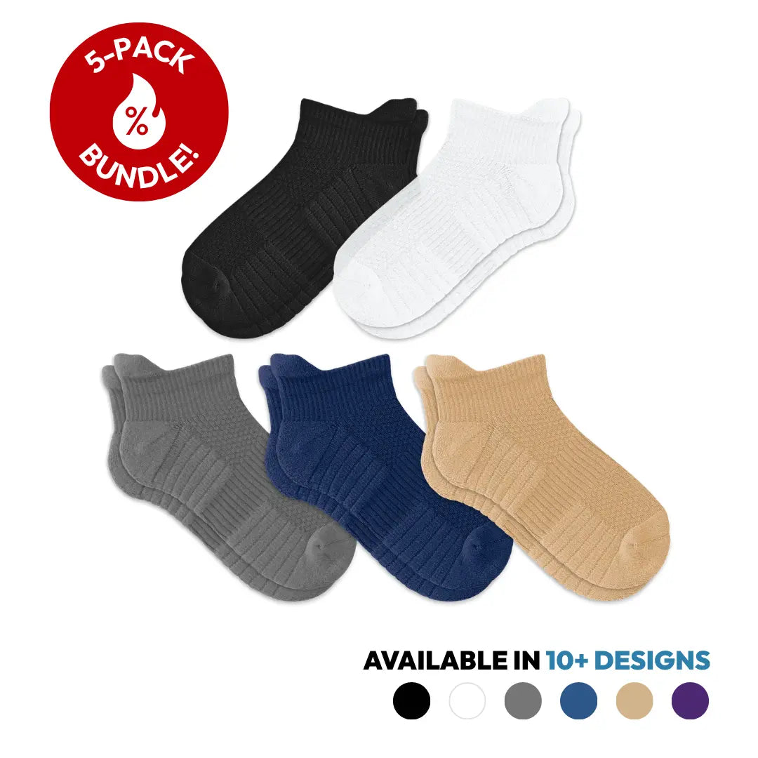 Revitalize Your Feet with Viasox 5-Pack Unisex Ankle Compression Socks - 14 Mmhg Support, Bamboo Blend Comfort, and All-Day Moisture-Wicking Relief