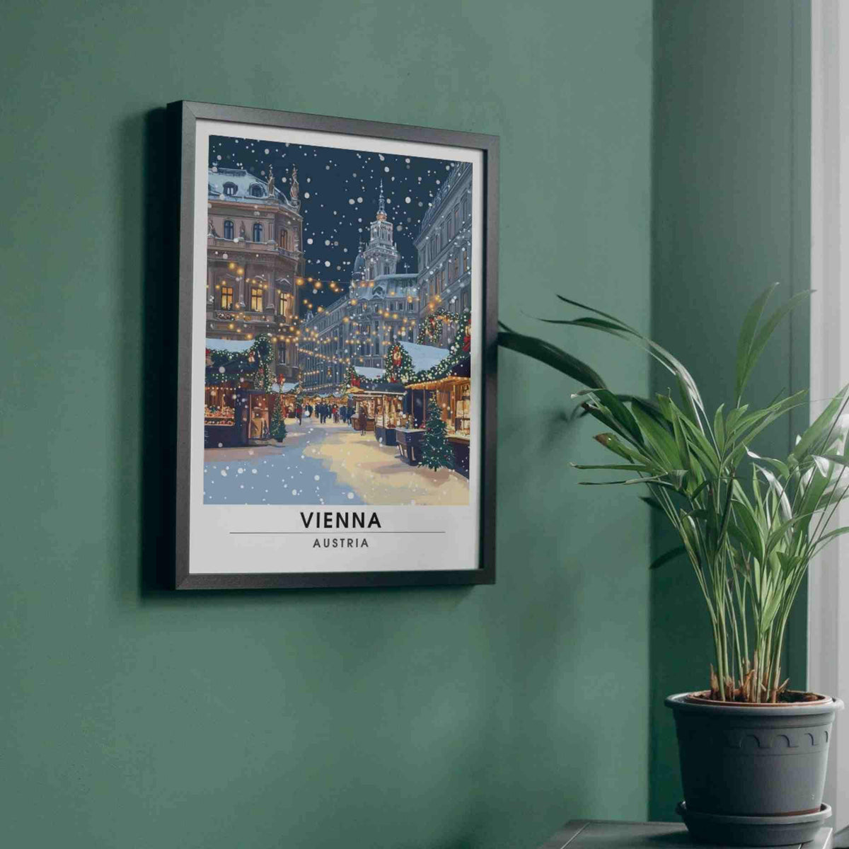 Affiche de noël Vienne | Impression Vienne  - Marché de noël de Vienne, Autriche